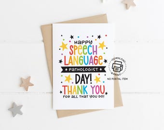 Happy Speech Language Pathologist Day Card Printable, SLP Appreciation Greeting, Thank You Card for SLP Gift or Staff Recognition
