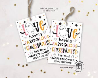 Halloween Classmate Gift Tags Printable: FaBOOlous Treat Bag Tags (PDF Download)