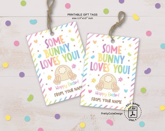 Easter Gift Tag Printable, Somebunny Loves You Tag, Happy Easter Bunny Gift Tag, School Easter Treat Tags, Easter Teacher Classroom Gift Tag