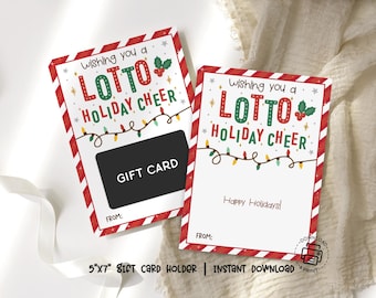 Lottery Ticket Holder Printable, Lotto Holiday Cheer, Fun Christmas Pun, Instant Download