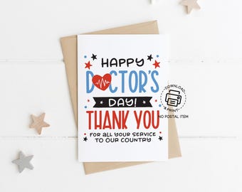 Printable Thank You Doctor Card, Happy Doctor’s Day Greeting Card, Doctor Appreciation Card, Instant Download Gift for Doctors