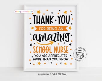 School Nurse Day Sign Printable, Thank You School Nurse Gift, Amazing School Nurse Appreciation Poster, Nurse Office Wall Art Download