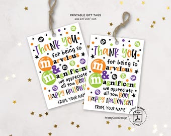 Halloween Gift Tags Printable, Thank You Tags Halloween, Marvelous and Magnificent Halloween Treat Bag Tag, Candy Appreciation Favor Tag