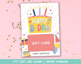 Happy Birthday To You Gift Card Holder, Cute Birthday Gift Card Holder - Printable