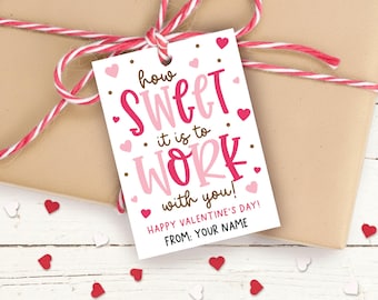 Valentine Coworker Gift Tags, Sweet Workplace Appreciation Printable, Treat Bag Decoration Card, Digital Download