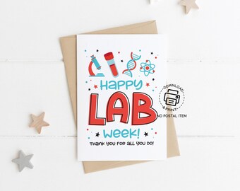 Happy Lab Week Card Printable, Medical Laboratory Professionals Week Greeting Card, Instant Download, Lab Tech Appreciation Gift