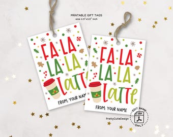 Christmas Coffee Gift Tags: Fa La La Latte Printable (Digital Download)
