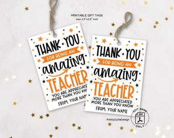 Teacher Appreciation Week Gift Tags Printable, Amazing Teacher Thank You Tags, Teacher Gift Bag Labels, Goodie Bag Tag Instant Download