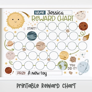 Printable Space Reward Chart for Kids, Star Simple Kids Reward Chart, Galaxy Shark Sticker Chart - INSTANT DOWNLOAD