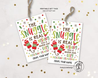 Christmas Gift Tags Printable, The Snuggle Is Real, Cozy Winter Favor Labels