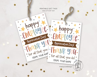 Printable Employee Appreciation Day Gift Tag, Thank You Employee Gift Tag, Employee Recognition Goody Bag Tag, Employee Treat Bag Tags