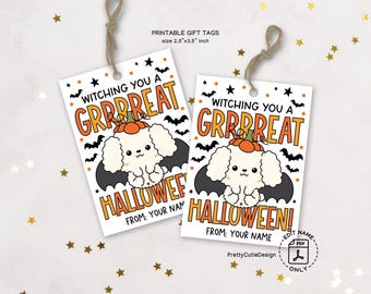 Halloween Puppy Gift Tags: Witching You a GRRRREAT Halloween (PDF Printable)