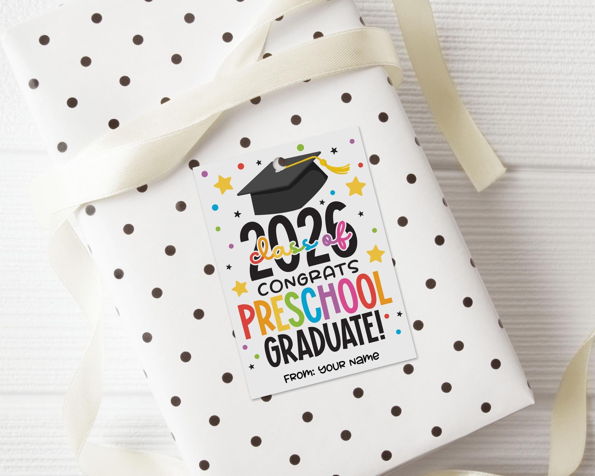 Preschool Graduation Gift Tags Printable, Congrats Graduate Party Favor ...