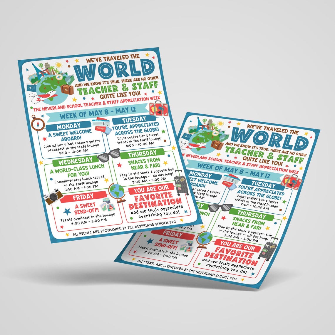 Appreciation Poster Template, Around the World Teacher Week Flyer ...