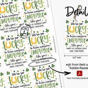 Happy St Patricks Day Printable Gift Tags, Employee Thank You Gift Tags ...