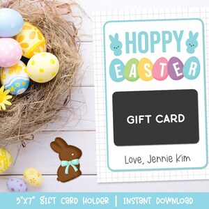 Argent lapin de Pâques Hoppy, porte-cartes cadeau de Pâques - IMPRIMABLE / MODIFIABLE
