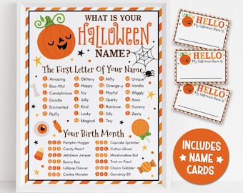 Halloween Name Game Printable Poster: Pumpkin Theme Party Activity (PDF Download)