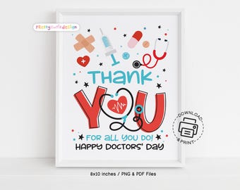 Doctor's Office Sign Printable, Thank You Doctor Poster, Happy Doctor's Day Appreciation Sign Instant Download