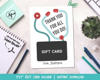Thank You For All You Do, Nurses Day Thank You Gift Card Holder, Nurse Appreciation Card, Nurses Week - Editable / Printable
