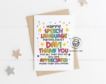 Speech Language Pathologist Day Card Printable, SLP Thank You Card, You Are Appreciated Note, Instant Download, SLP Appreciation Week