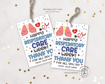Respiratory Care Week Gift Tags Printable: Thank You Appreciation for RT Staff