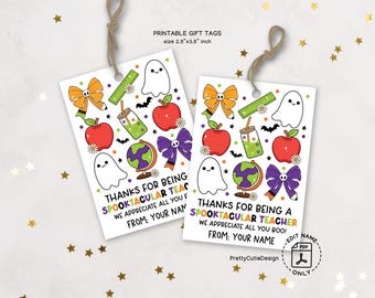 Halloween Teacher Gift Tags, Spooktacular Design (Digital Download)