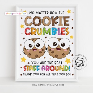 Appreciation Sign Printable, Crumble Cookie Sign, Cookie Bar Sign Appreciation Party, Thank You Teacher Staff Appreciation Cookie Table Sign