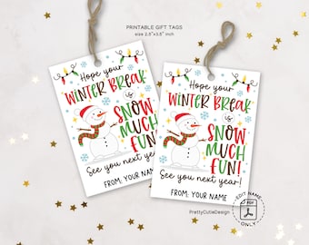Snow Much Fun Winter Break Gift Tags, Printable (PDF)