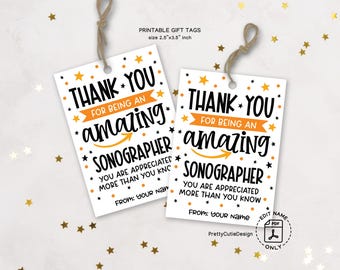 Sonographer Appreciation Gift Tags: Printable Thank You Tags (Digital Download)