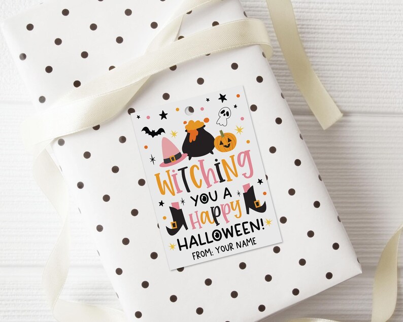 Witching You a Happy Halloween Gift Tags, Printable Halloween Classroom