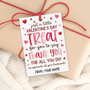 Valentine Thank You Gift Tag Printable, Just A Little Treat, Bag Label, Digital Download