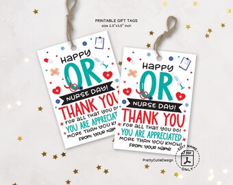 Operating Room Nurse Gift Tags Printable, Happy Operating Room Nurse Appreciation Gift Tags, Thank You OR Nurse Favor Tags, Nurse Treat Tags