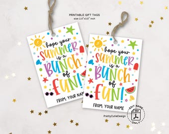 Hope Your Summer Is a Bunch of Fun Gift Tags, Last Day of School Printable Favor Tags for Students, End of Year Summer Treat Bag Tags