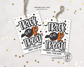 Halloween Trick or Treat Gift Tags: Printable Cookie Bag Tags (PDF Download)