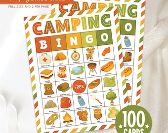 Camping Bingo Game Printable, Outdoor Adventure Party Game for Kids, Nature Classroom Activity, Scout Camping Night Bingo, Instant Download