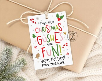 Christmas Gift Tags, Gushes With Fun Printable, Holiday Treat Bag Wrapping Labels, Digital Download