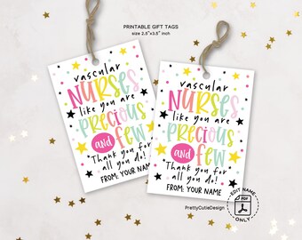Vascular Nurse Appreciation Gift Tags: Printable Thank You Cards (Instant Download)