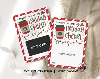Christmas Coffee Gift Card Holder Printable, Enjoy a Cup of Holiday Cheer