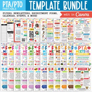 Editable PTO PTA Flyer Bundle: School Event Templates (Canva Template, Digital Download)