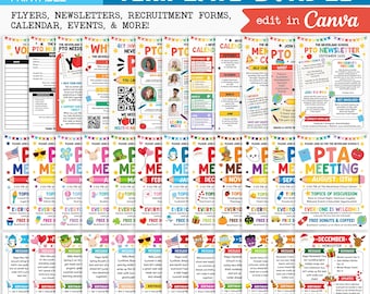 Editable PTO PTA Flyer Bundle: School Event Templates (Canva Template, Digital Download)