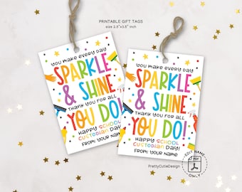 School Custodian Appreciation Gift Tags, Printable Thank You (Digital Download)