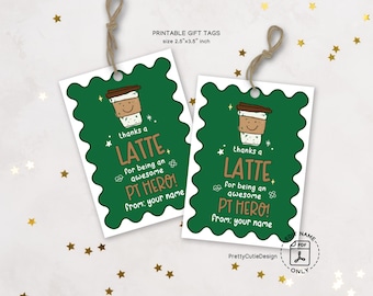 Physical Therapist Appreciation Gift Tags: Coffee Goodie Bag Tags (Instant Download)