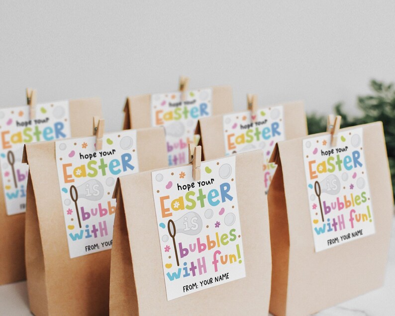 Easter Bubbles Gift Tags, Kids Classroom Favor Tags (instant Download ...