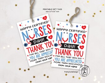 Happy Certified Nurses Day Gift Tag Printable, Certified Nurses Appreciation Day Tags, Certified Nursing Day Thank You Card