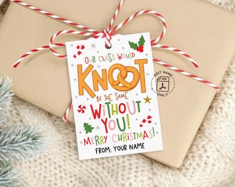 Christmas Gift Tags, Pretzel Knot Classroom Printable, Student Appreciation Treat Labels, Digital Download