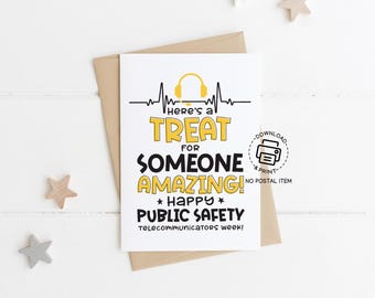 Dispatcher Greeting Card Printable, Public Safety Telecommunications Week Treat Card, 911 Appreciation Card for Coworkers, Thank You Note