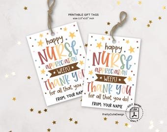 Nurse Appreciation Week Gift Tags Printable, Thank You Tags for Nurses, Staff Gift Bag Tags, Nurse Week Favor Tags Instant Download