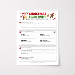 Christmas Brain Dump Worksheet, Printable Mental Clutter Organizer, Executive Function Planning Page, Holiday Task Sorting Prompt PDF