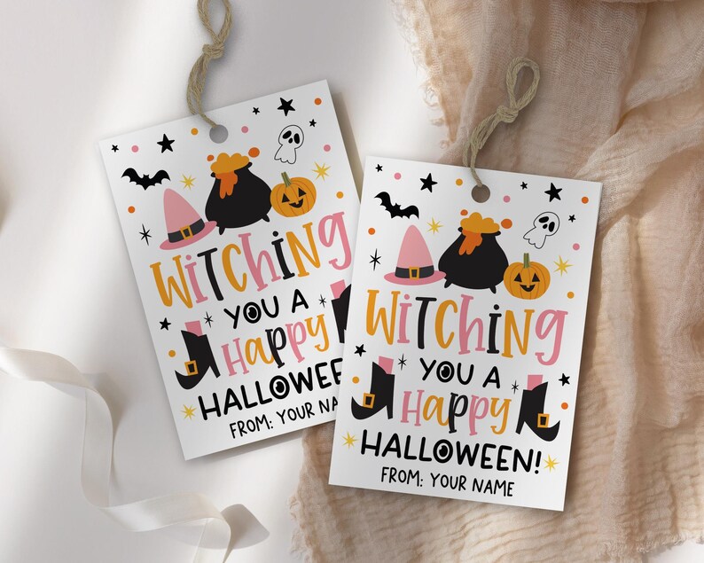 Witching You a Happy Halloween Gift Tags, Printable Halloween Classroom
