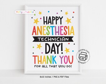 Printable Anesthesia Technician Day Sign, Happy Anesthesia Technician Appreciation Week Poster, Instant Download Thank You Decor